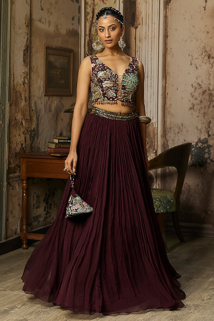 Pum Chiffon Gathered Skirt Set by DiyaRajvvir at Pernia's Pop Up Shop