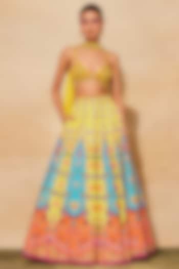 Yellow Raw Silk Embroidered Wedding Lehenga Set by DiyaRajvvir at Pernia's Pop Up Shop