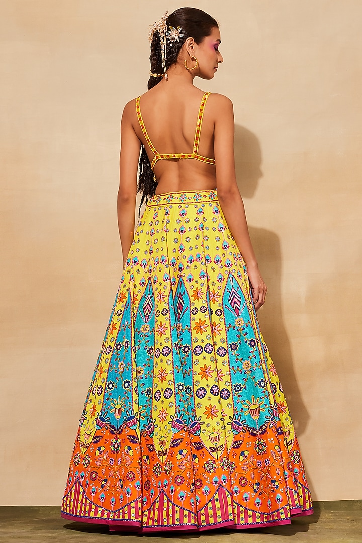 Yellow Raw Silk Embroidered Wedding Lehenga Set by DiyaRajvvir at Pernia's Pop Up Shop