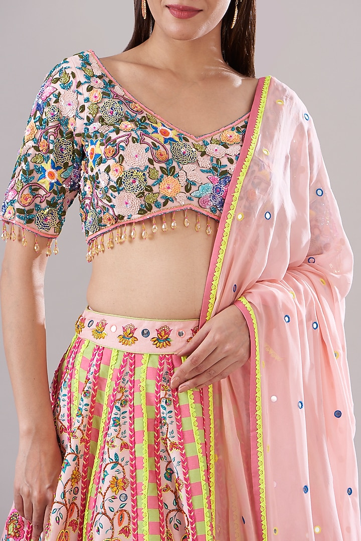 Blush Ivory Tulle Lehenga