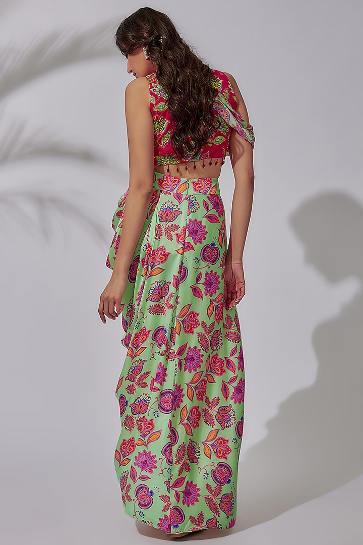 Mint Green Modal Printed Dhoti Skirt Set by DiyaRajvvir at Pernia's Pop Up Shop