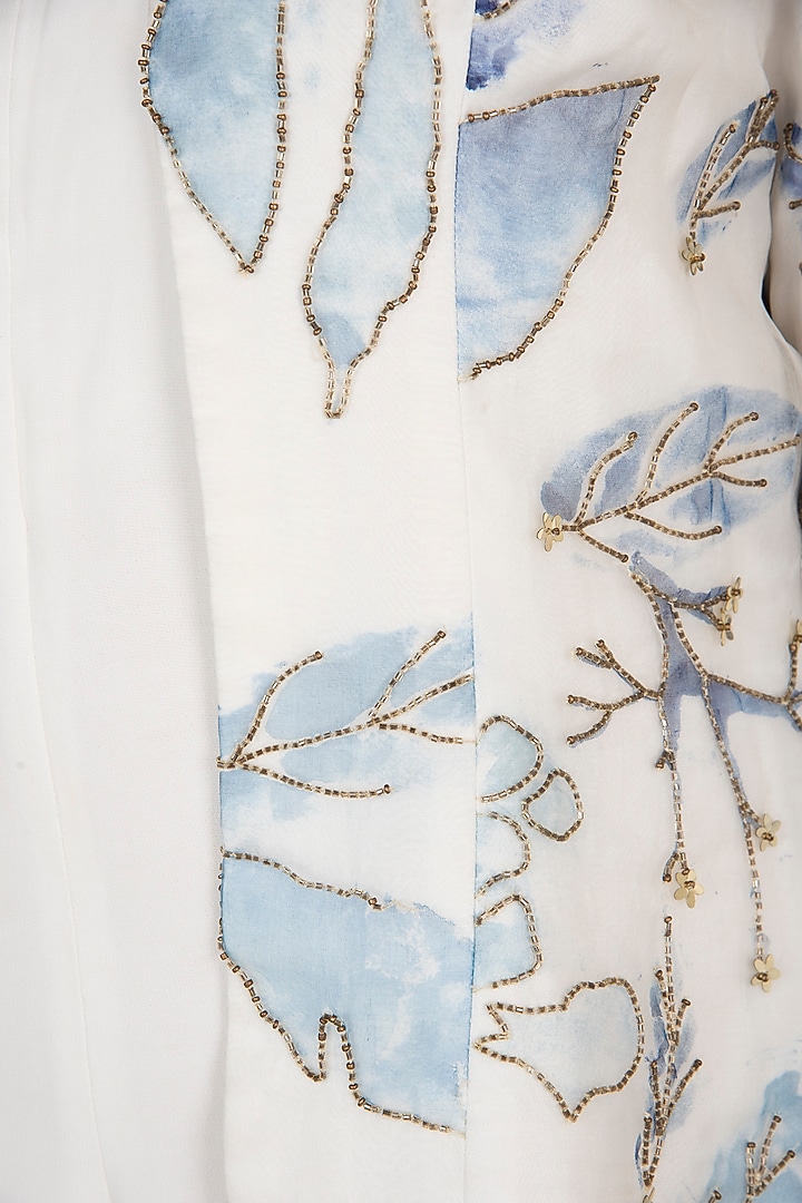 White Embroidered & Painted Jacket With Jumpsuit by DiyaRajvvir at Pernia's Pop Up Shop