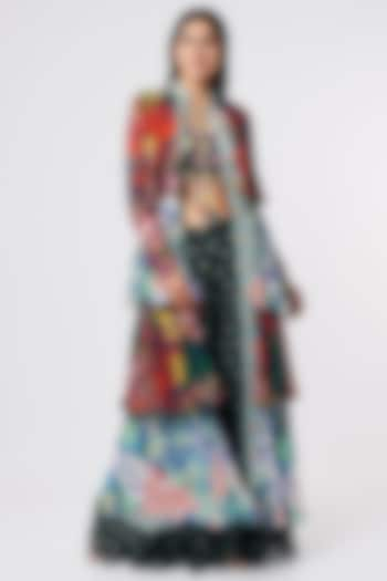 Multi-Colored Printed Cape Set by DiyaRajvvir at Pernia's Pop Up Shop