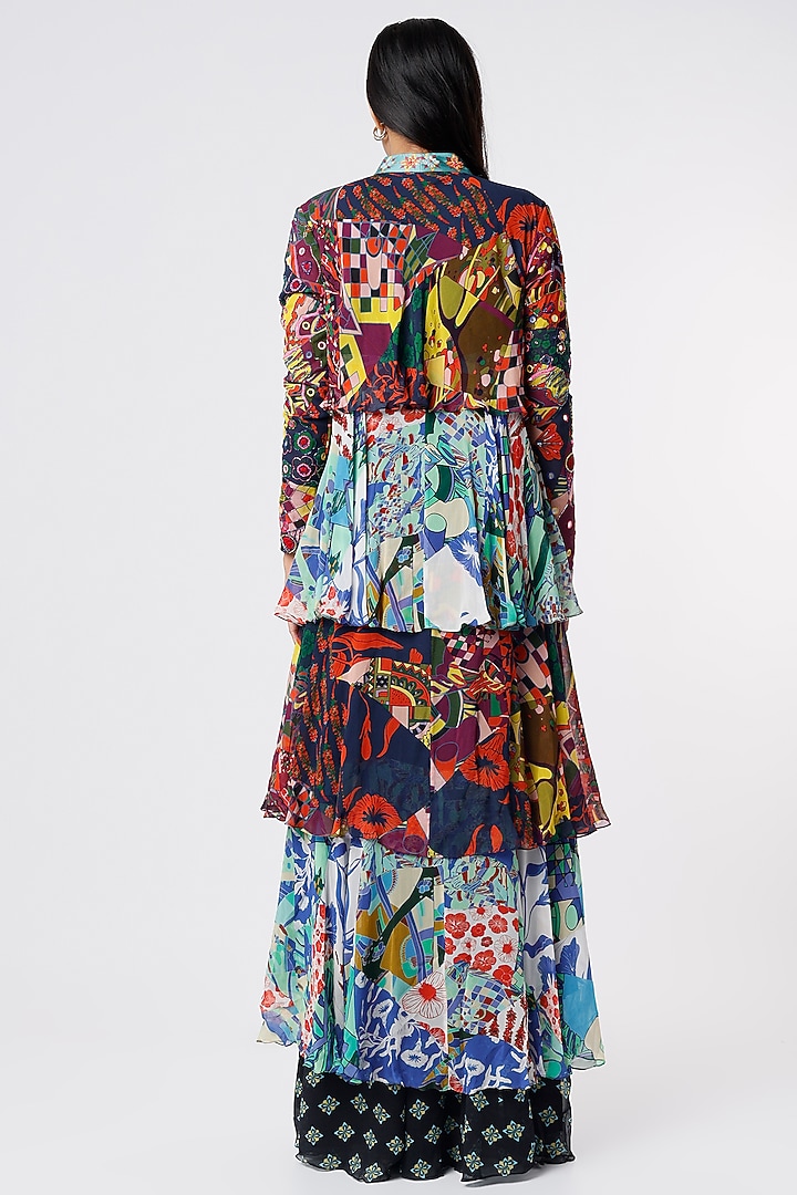 Multi-Colored Printed Cape Set by DiyaRajvvir at Pernia's Pop Up Shop