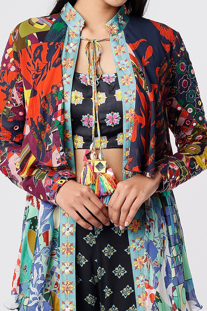 Multi-Colored Printed Cape Set by DiyaRajvvir at Pernia's Pop Up Shop