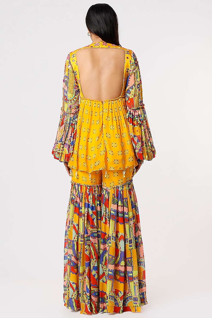 Citrus Yellow Printed Gharara Set by DiyaRajvvir at Pernia's Pop Up Shop