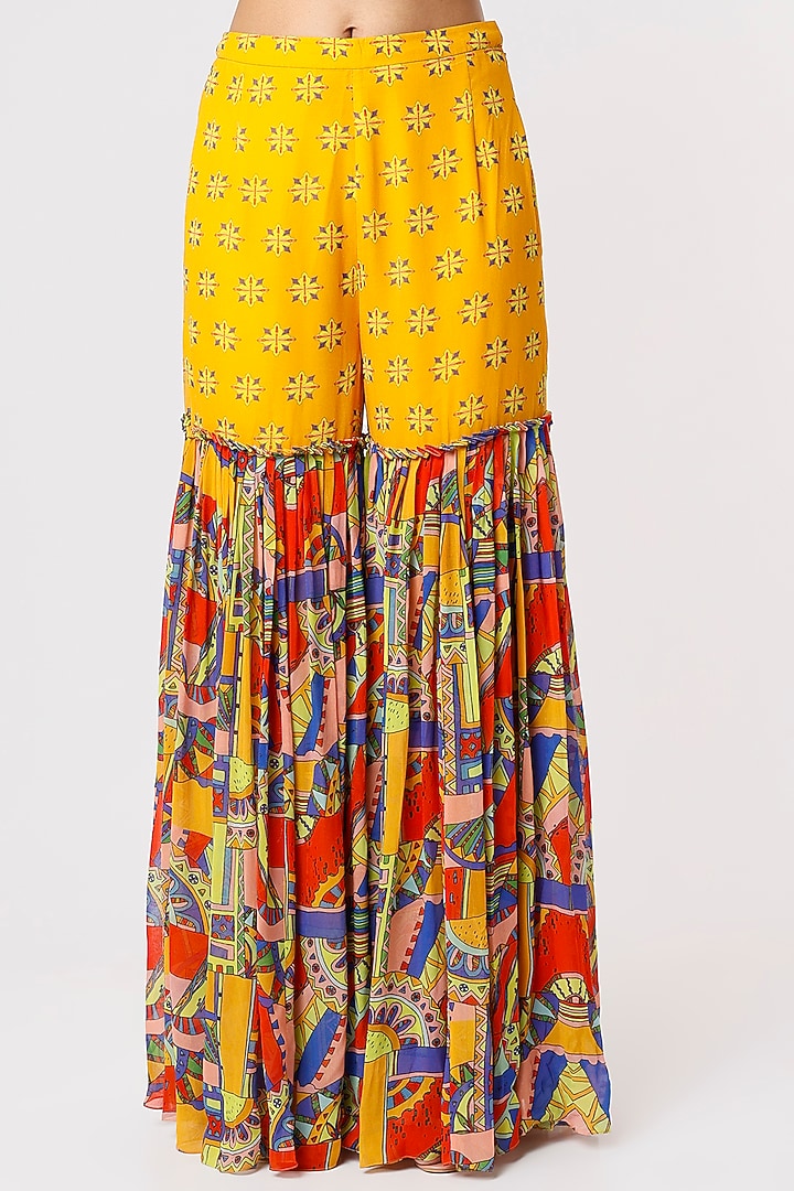 Citrus Yellow Printed Gharara Set by DiyaRajvvir at Pernia's Pop Up Shop