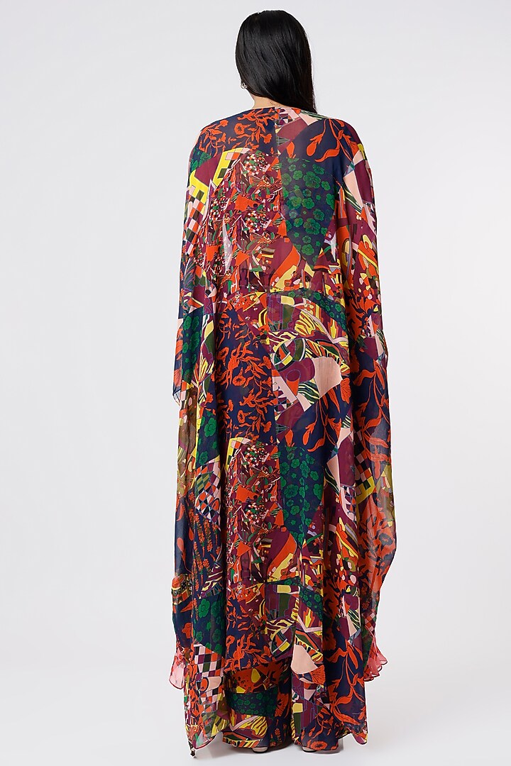 Multi-Colored Aztec Printed Cape Set by DiyaRajvvir at Pernia's Pop Up Shop