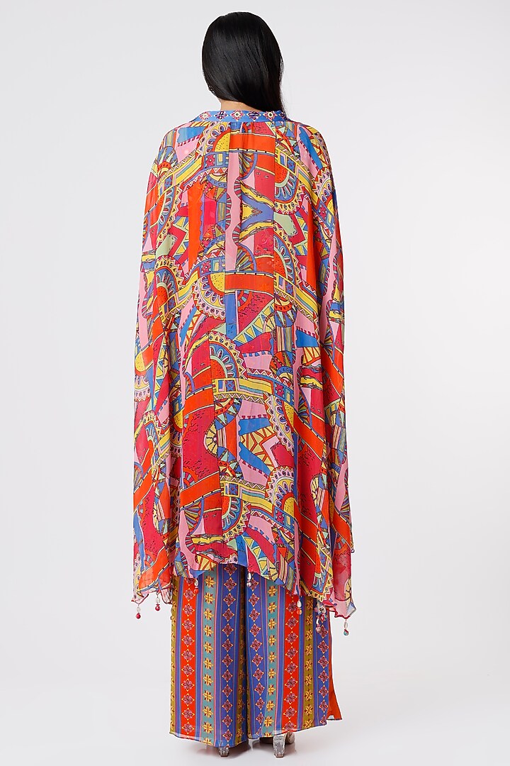 Multi-Colored Striped Jumpsuit With Cape by DiyaRajvvir at Pernia's Pop Up Shop