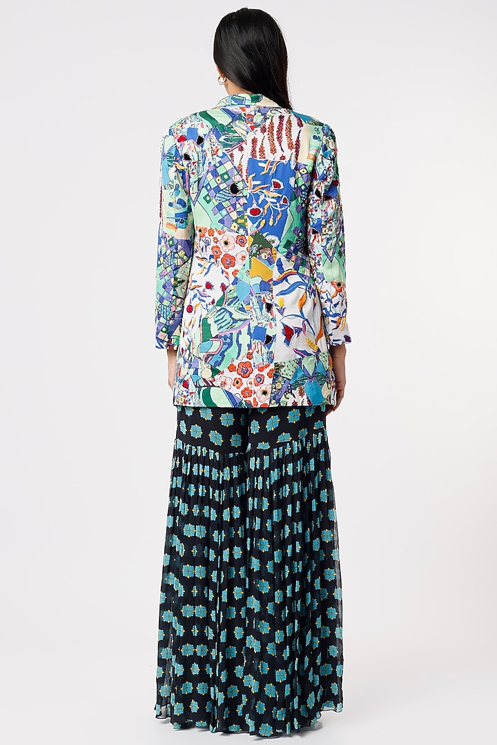 Black Modal & Georgette Gharara Set by DiyaRajvvir at Pernia's Pop Up Shop