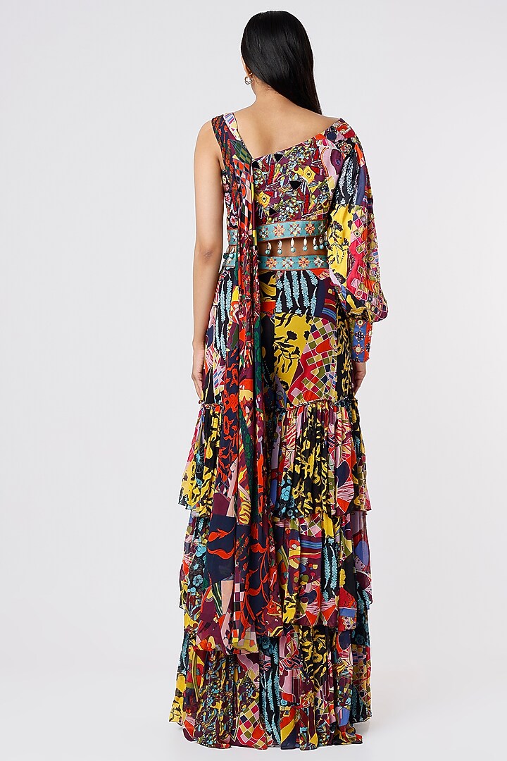 Multi-Colored Modal & Georgette Layered Pant Set by DiyaRajvvir at Pernia's Pop Up Shop