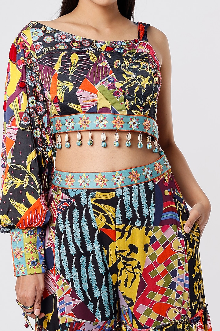 Multi-Colored Modal & Georgette Layered Pant Set by DiyaRajvvir at Pernia's Pop Up Shop