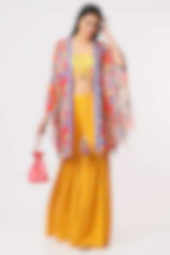 Multi-Colored Geometric Printed Cape Set by DiyaRajvvir at Pernia's Pop Up Shop