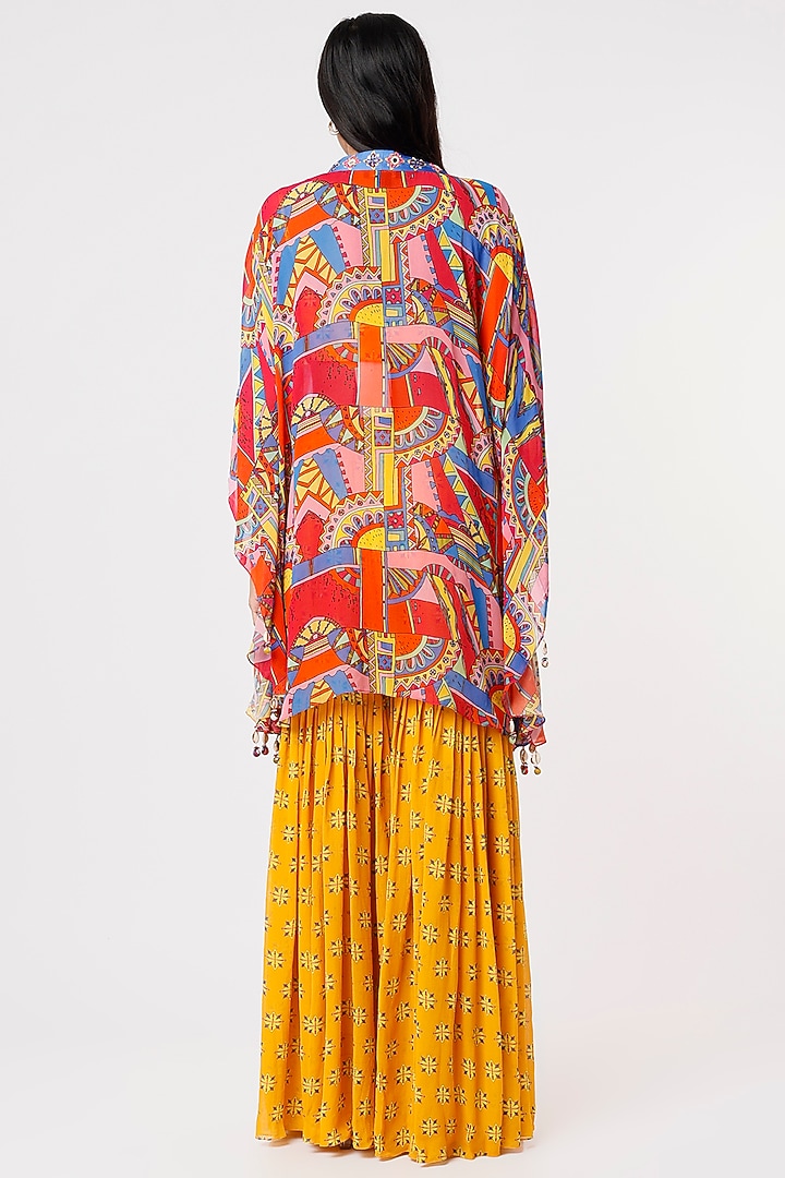 Multi-Colored Geometric Printed Cape Set by DiyaRajvvir at Pernia's Pop Up Shop