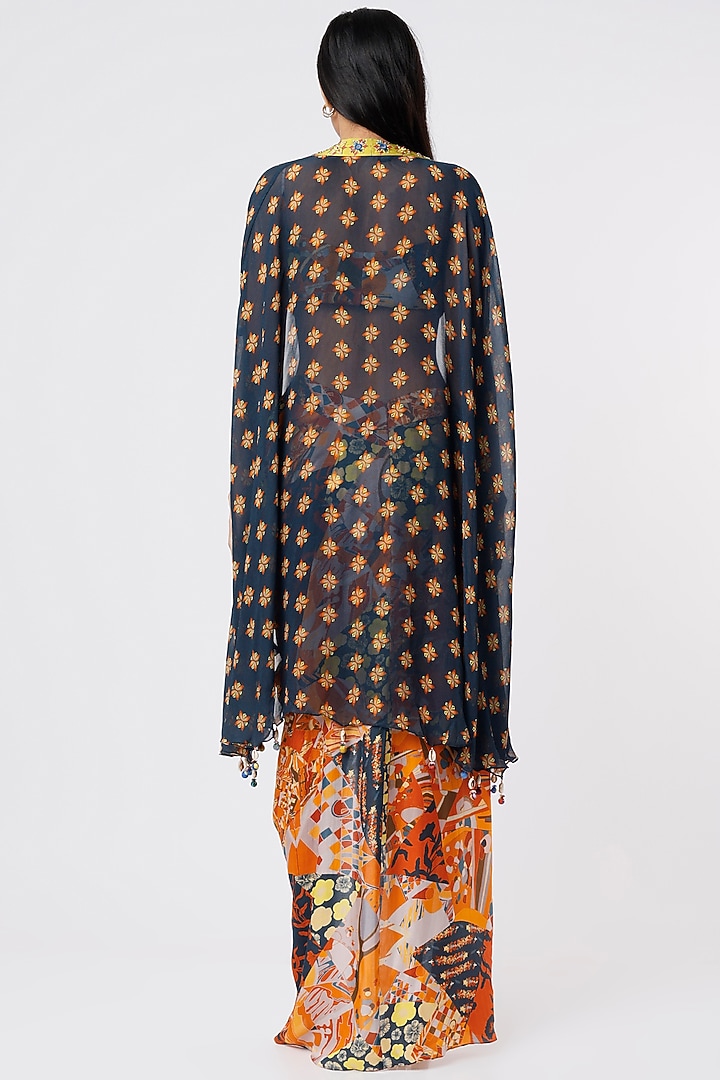 Multi-Colored Dhoti Skirt Set With Cape by DiyaRajvvir at Pernia's Pop Up Shop