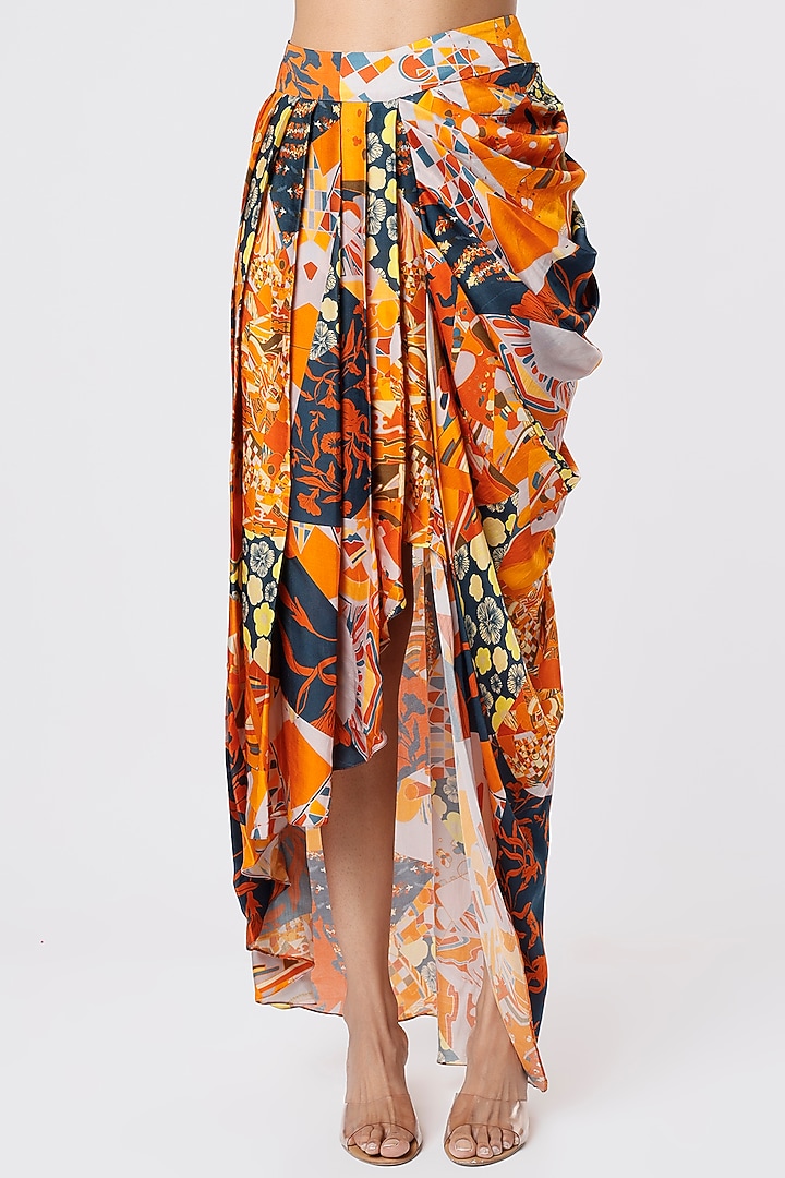 Multi-Colored Dhoti Skirt Set With Cape by DiyaRajvvir at Pernia's Pop Up Shop