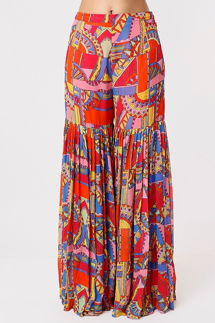 Multi-Colored Printed Gharara Set by DiyaRajvvir at Pernia's Pop Up Shop