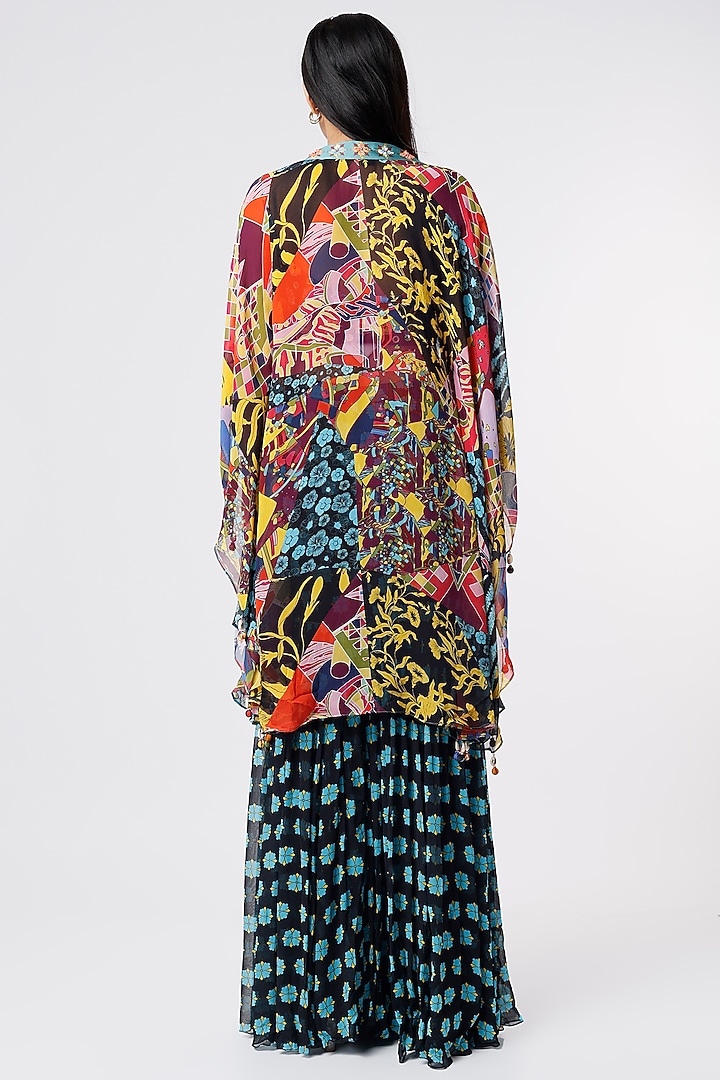 Multi-Colored Cape Set With Aztec Print by DiyaRajvvir at Pernia's Pop Up Shop