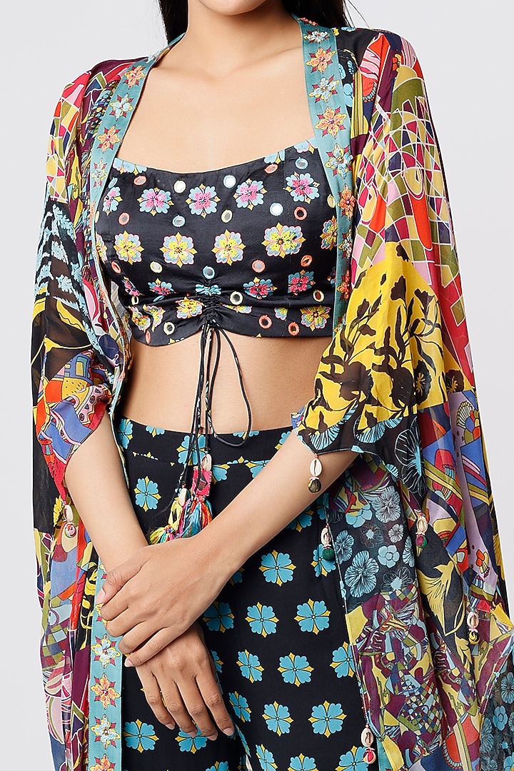 Multi-Colored Cape Set With Aztec Print by DiyaRajvvir at Pernia's Pop Up Shop