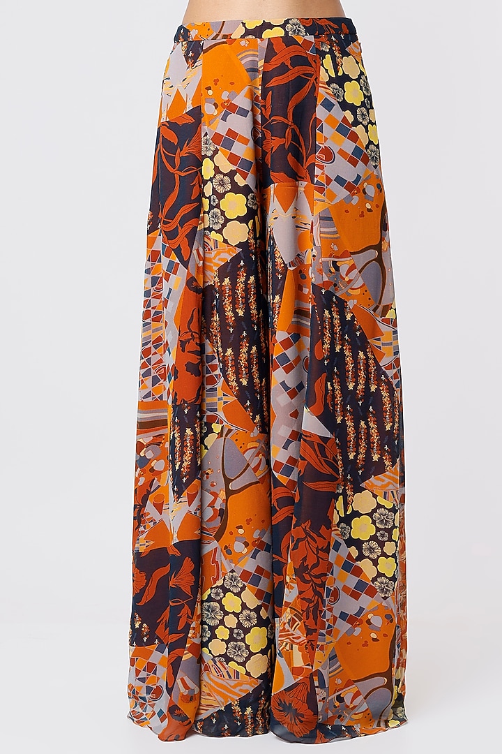 Brown Printed Front-Open Kaftan Set by DiyaRajvvir at Pernia's Pop Up Shop
