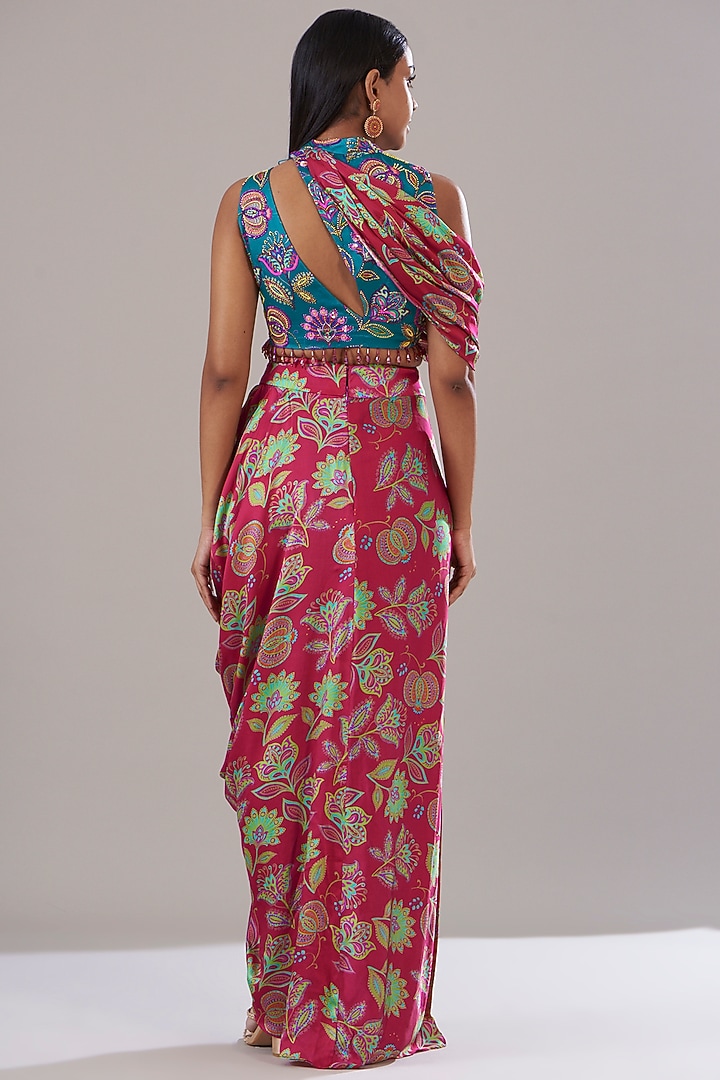 Crimson Red Modal Printed Skirt Set by DiyaRajvvir at Pernia's Pop Up Shop