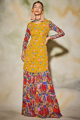 Multi-Coloured Printed Kurta Set by DiyaRajvvir