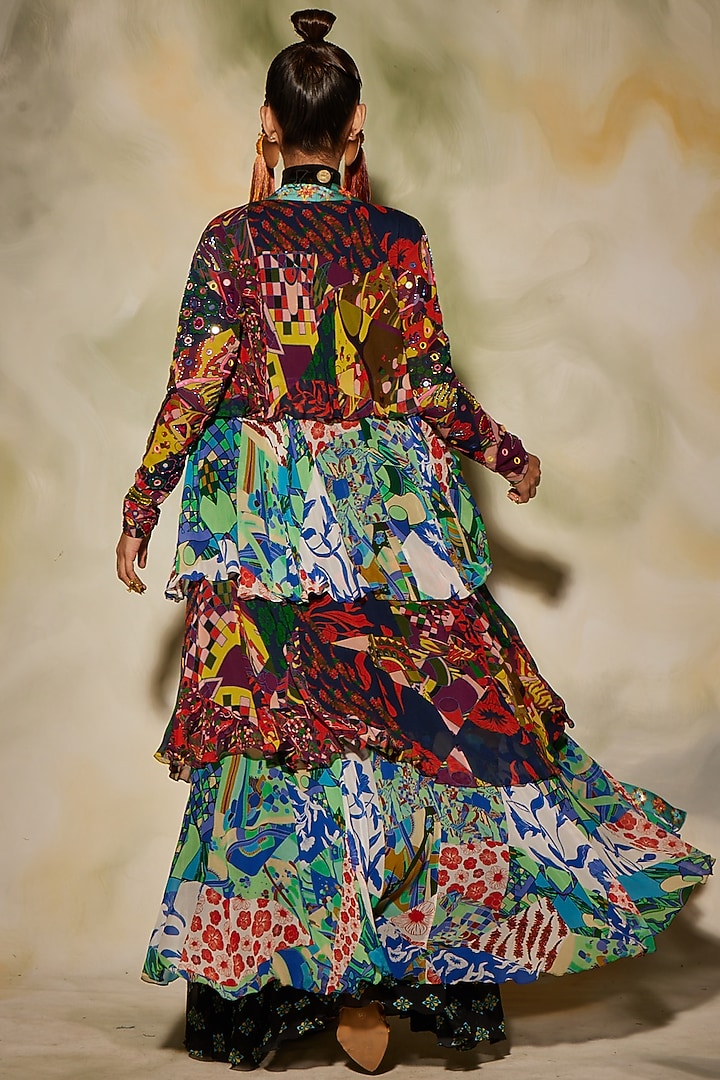 Multi-Colored Printed Cape Set by DiyaRajvvir at Pernia's Pop Up Shop