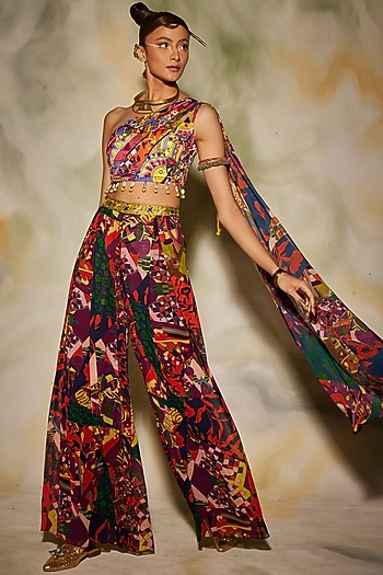 Multi-Colored Printed Pant Set by DiyaRajvvir at Pernia's Pop Up Shop