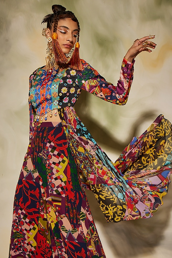 Multi-Colored Printed Wedding Sharara Set by DiyaRajvvir at Pernia's Pop Up Shop