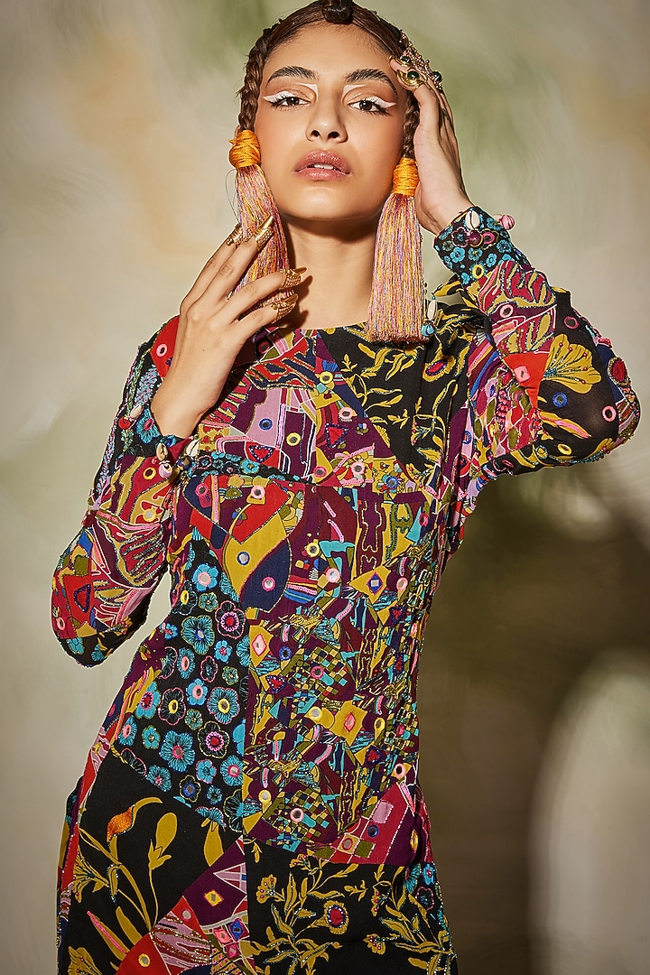 Multi-Colored Printed Gharara Set by DiyaRajvvir at Pernia's Pop Up Shop