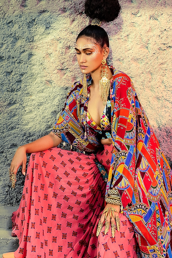 Pink Embroidered Gharara Set by DiyaRajvvir at Pernia's Pop Up Shop