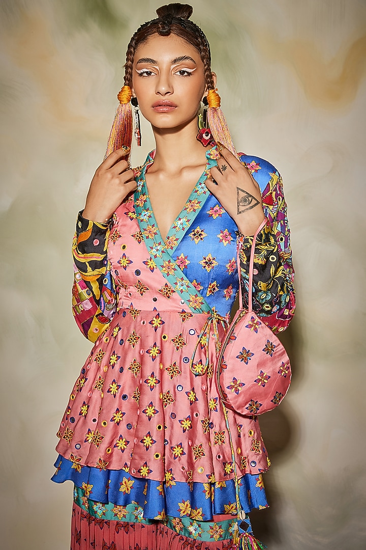 Peach Printed & Embroidered Gharara Set by DiyaRajvvir at Pernia's Pop Up Shop
