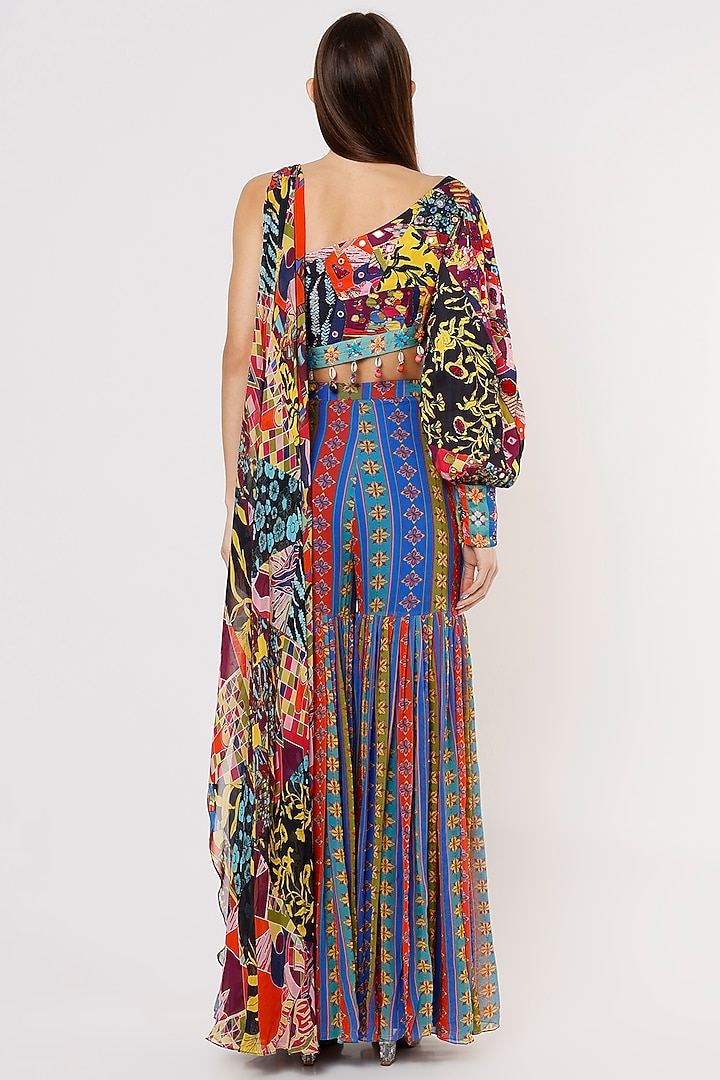 Multi-Colored Georgette Gharara Set by DiyaRajvvir at Pernia's Pop Up Shop