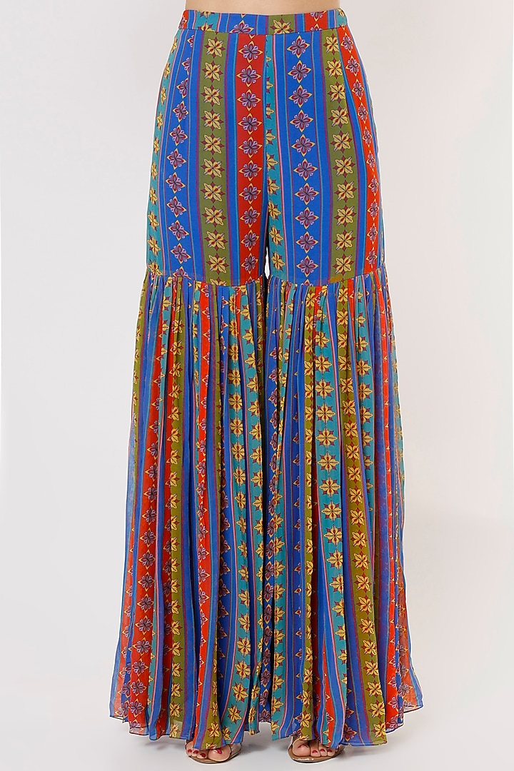 Multi-Colored Georgette Gharara Set by DiyaRajvvir at Pernia's Pop Up Shop