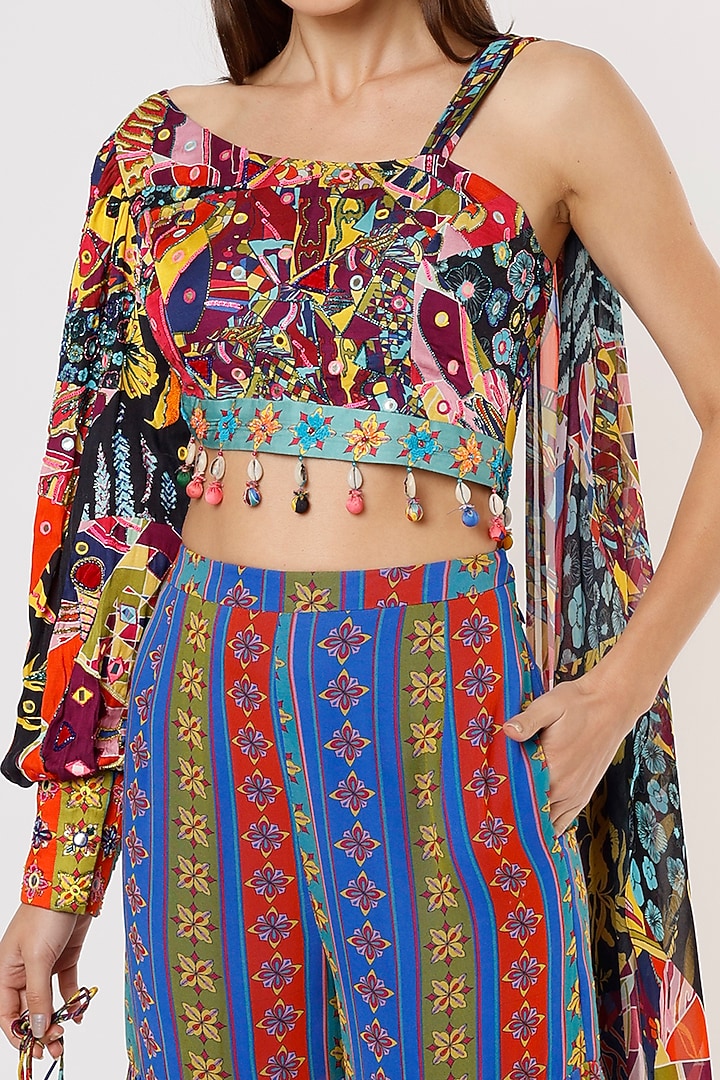 Multi-Colored Georgette Gharara Set by DiyaRajvvir at Pernia's Pop Up Shop