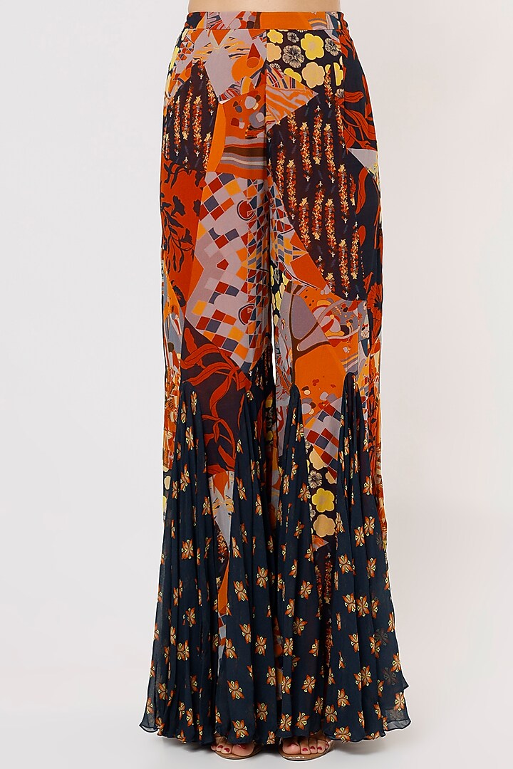 Brown & Rust Printed Pant Set With Potli Bag by DiyaRajvvir at Pernia's Pop Up Shop