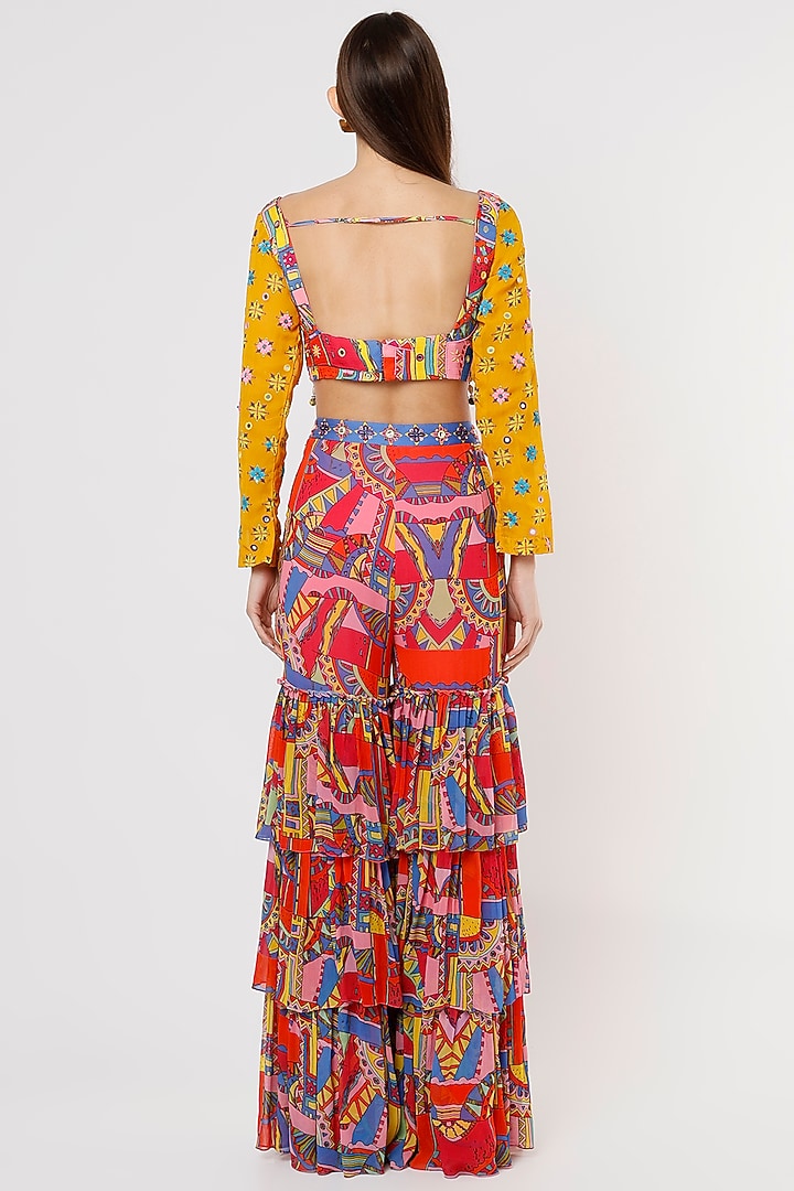 Multi-Colored Printed Pant Set With Potli Bag by DiyaRajvvir at Pernia's Pop Up Shop