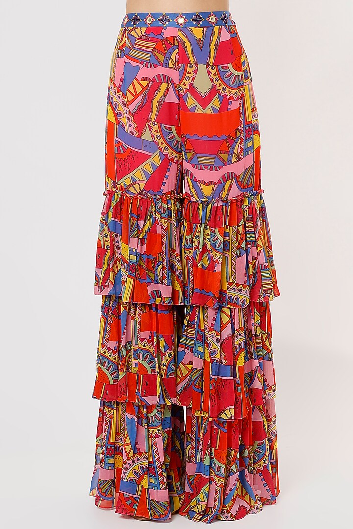 Multi-Colored Printed Pant Set With Potli Bag by DiyaRajvvir at Pernia's Pop Up Shop