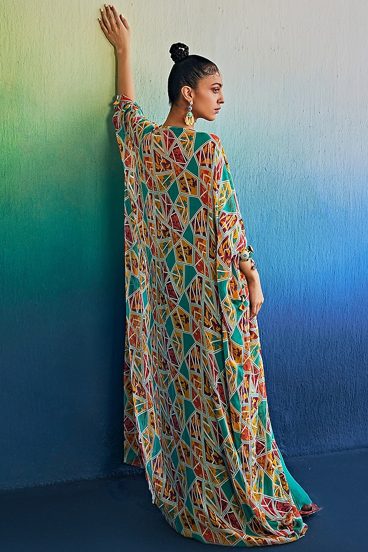 Multi-Colored Crepe & Georgette Printed Cape Set by DiyaRajvvir at Pernia's Pop Up Shop