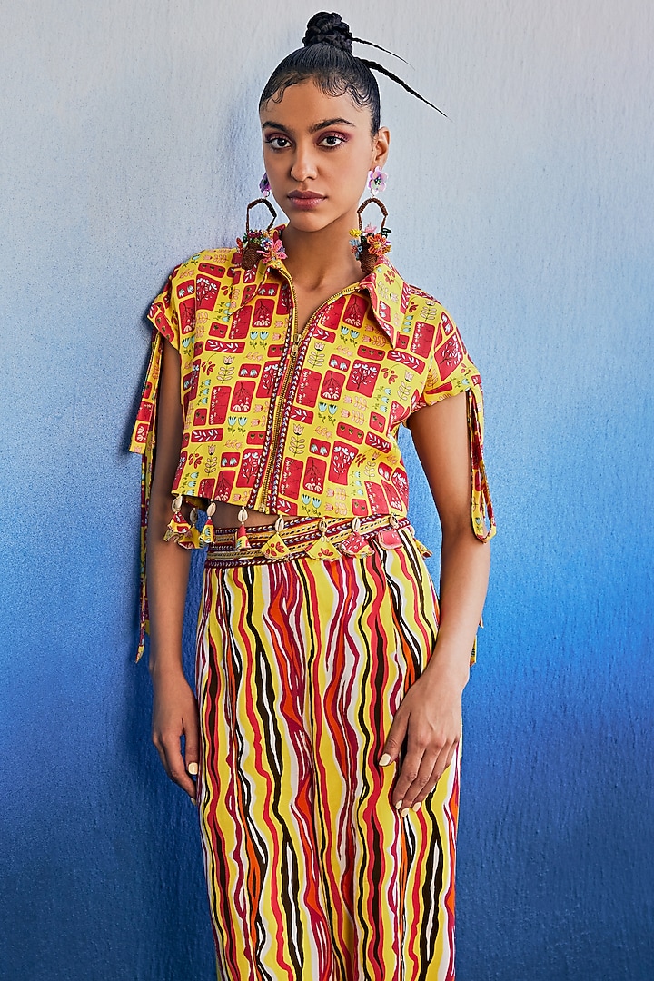 Yellow Mushroom Printed Jumpsuit by DiyaRajvvir at Pernia's Pop Up Shop