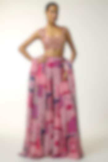 Fuchsia Georgette Jaal Printed Wedding Sharara Set by DiyaRajvvir at Pernia's Pop Up Shop