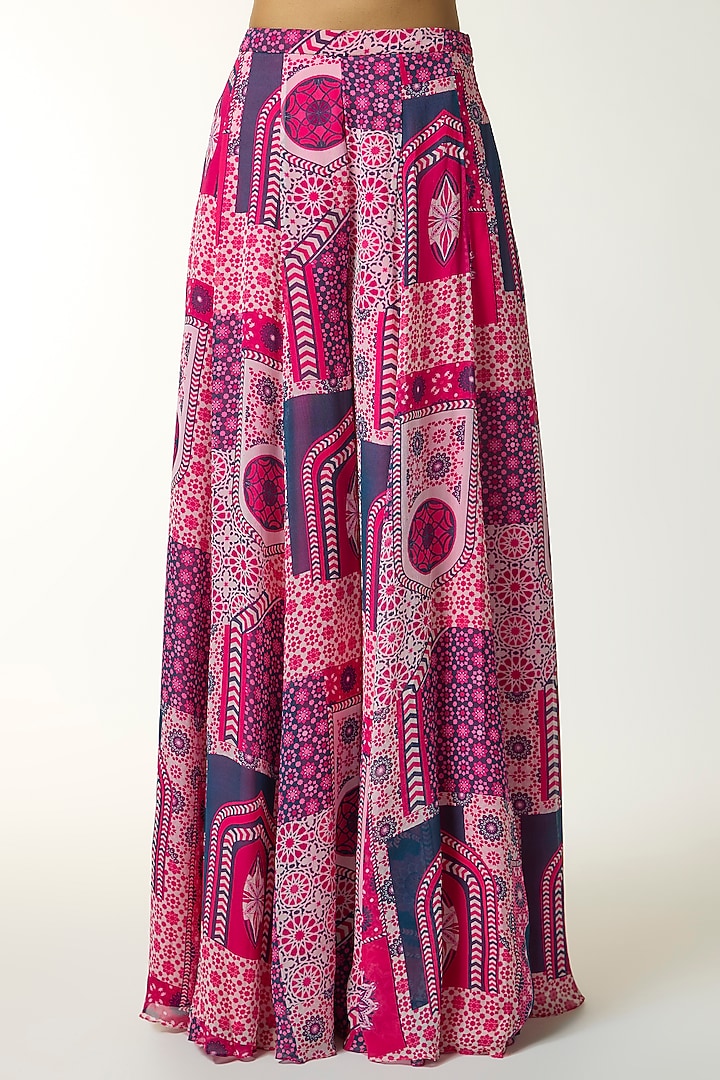 Fuchsia Georgette Jaal Printed Wedding Sharara Set by DiyaRajvvir at Pernia's Pop Up Shop