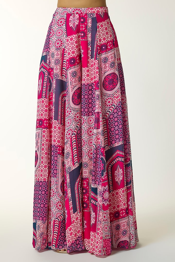 Fuchsia Georgette Jaal Printed Wedding Sharara Set by DiyaRajvvir at Pernia's Pop Up Shop