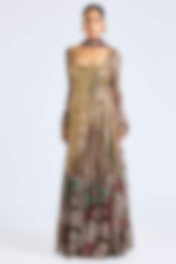 Sage Green Georgette Wedding Anarkali Set by DiyaRajvvir at Pernia's Pop Up Shop