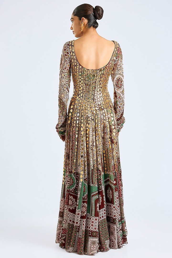 Sage Green Georgette Wedding Anarkali Set by DiyaRajvvir at Pernia's Pop Up Shop