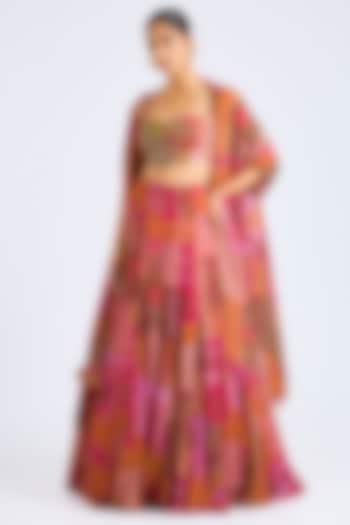 Fuchsia Crepe Printed Wedding Lehenga Set by DiyaRajvvir at Pernia's Pop Up Shop