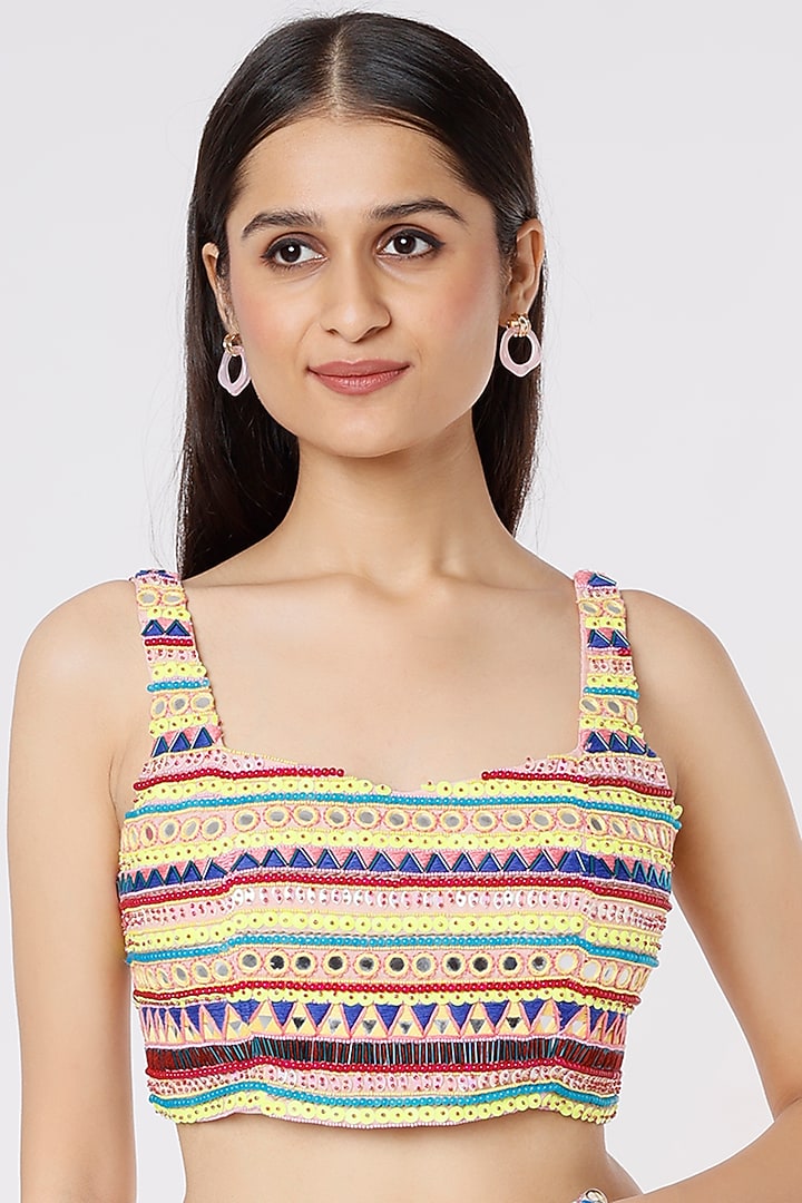 Blush Pink Cotton Silk & Georgette Dhoti Wedding Saree Set by Diya Rajvvir at Pernia's Pop Up Shop