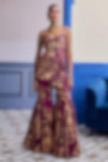 Magenta Georgette Floral Printed Structured Kurta Set by DiyaRajvvir at Pernia's Pop Up Shop