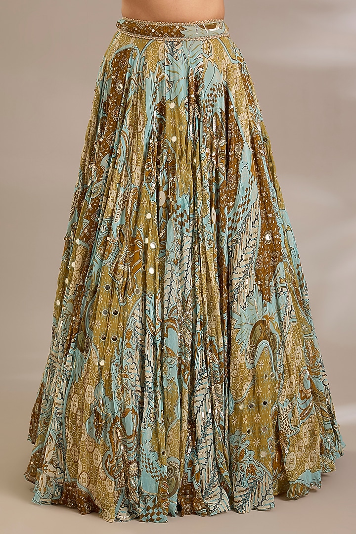 Yellow Crepe & Organza Printed Wedding Lehenga Set by DiyaRajvvir at Pernia's Pop Up Shop
