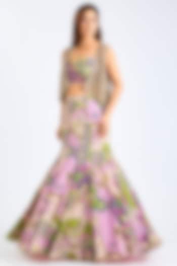 Purple Crepe & Tulle Skirt Set by DiyaRajvvir at Pernia's Pop Up Shop